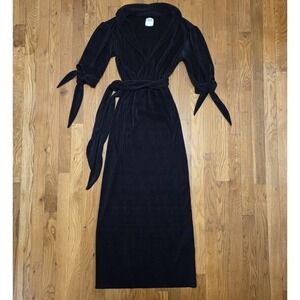 Tach Vintage Inspired Womens Graceful Sophisticated Black Ribbed Maxi Dress S